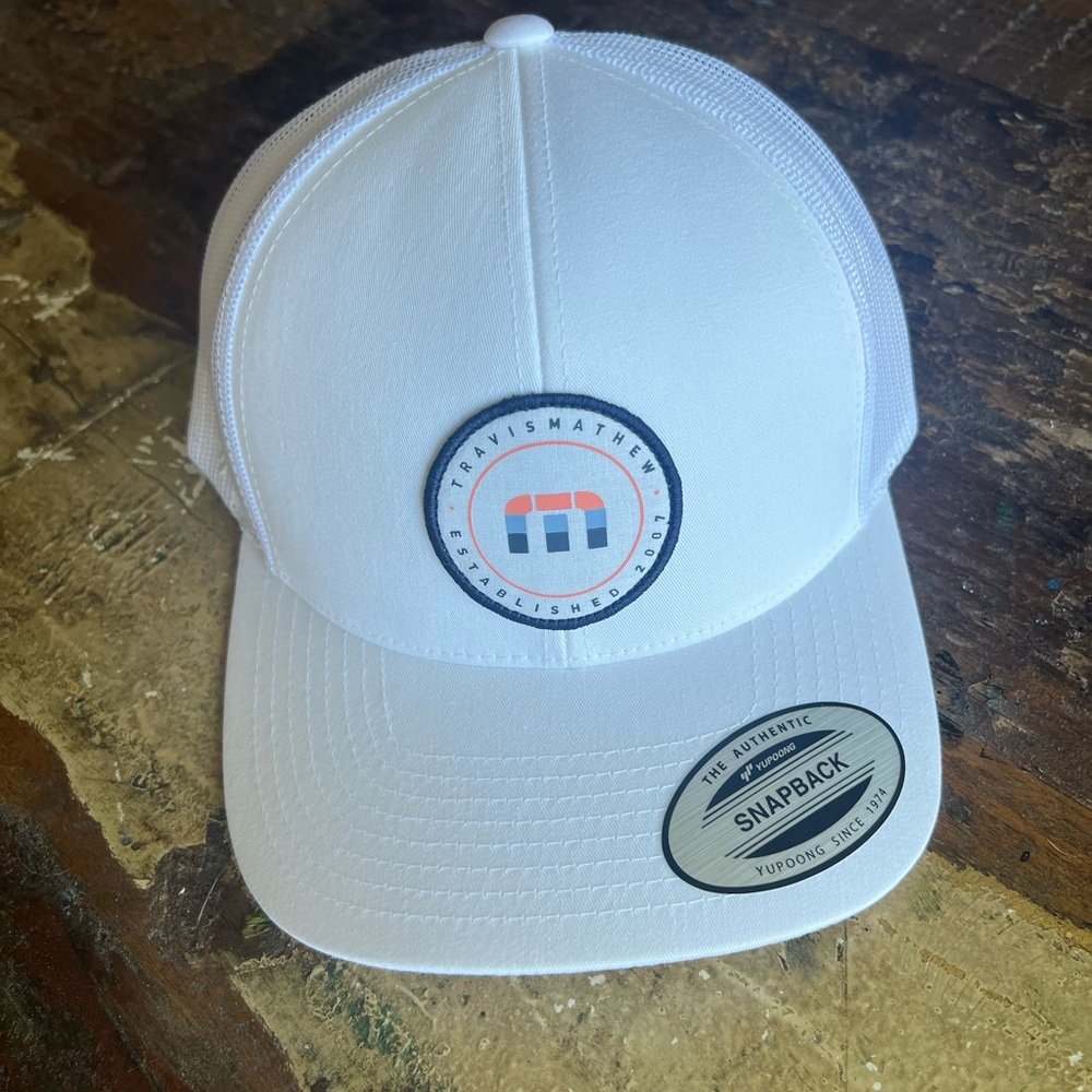 Travis Mathew White Snapback Hat